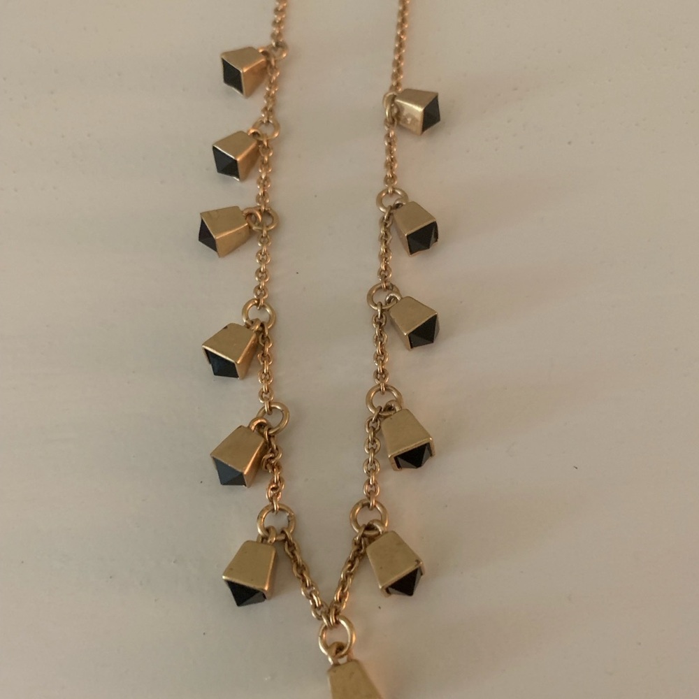 J. Crew Gold and Black Cube Necklace